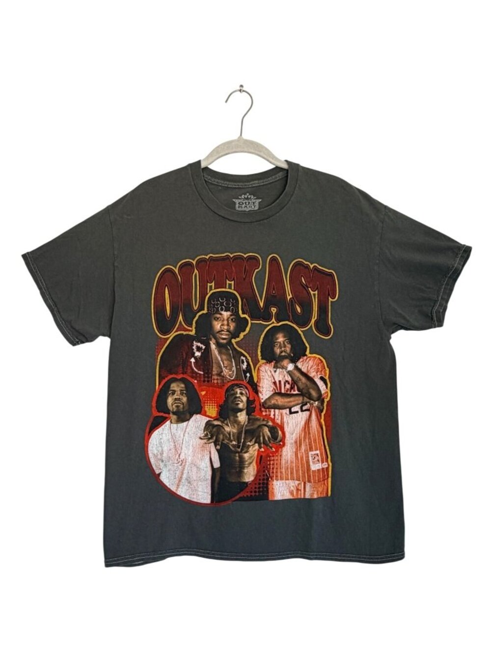 OutKast Graphic Photo Collage Short Sleeve T-Shirt Pigment Wash Gray - Sz M
